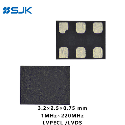 SMD 3225 Dimensione programmabile MEMS LVPECL Oscillatore differenziale con 6Pads Supporto 1-220MHz 2.25-3.63V